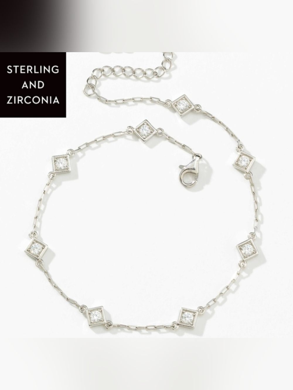 Touchstone Crystal All Times Anklet; 1carat Steeling Silver
